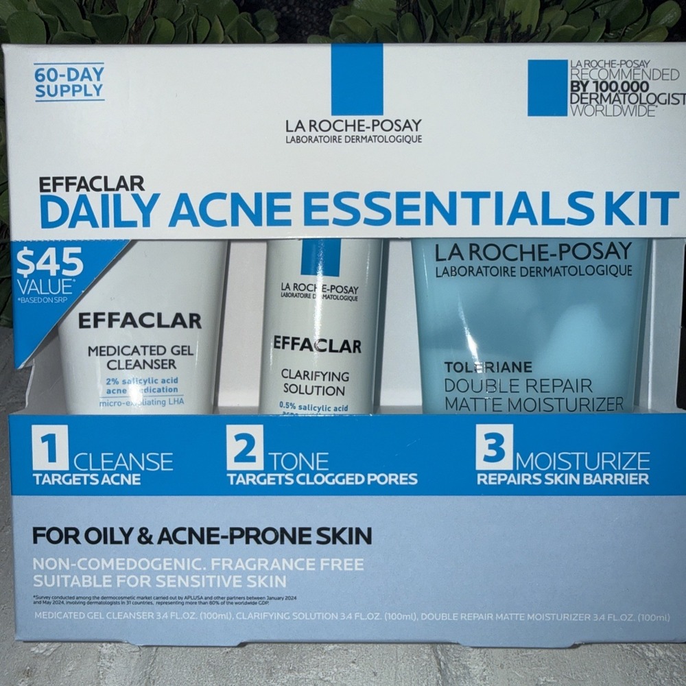 La Roche Posay Effaclar Daily Acne Essentials Kit Salicylic Acid Exp 05/2028 NIB
